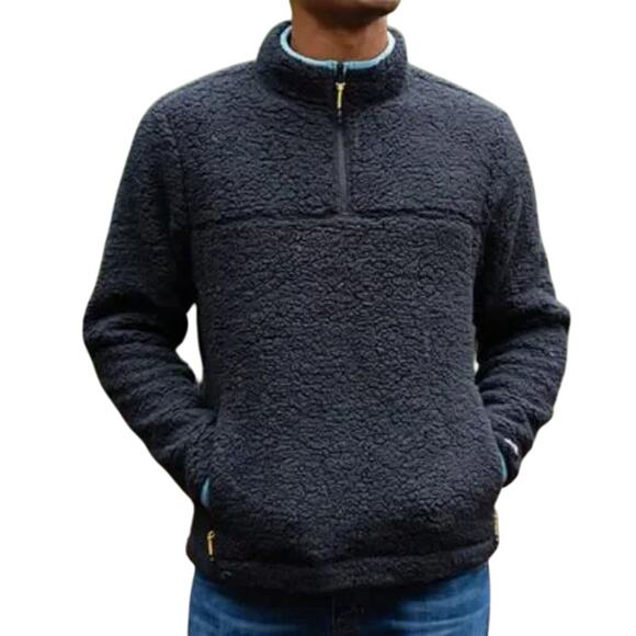 Chubbies Black The Night Fleece 1/4 Quarter Zip Warm Pullover Sweatshirt Size L - Picture 1 of 12